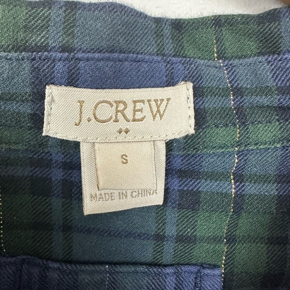 J. Crew Style Navy Blue & Dark Green Gold thread Plaid Popover Tunic Shirt Sz S - Picture 7 of 8